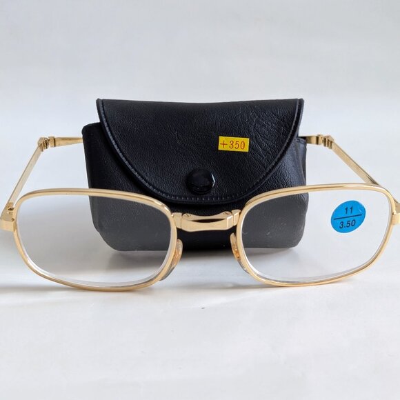 NWT Vintage 90's Rectangle Folding Reading Glasses (S. Gold) - Picture 6 of 6